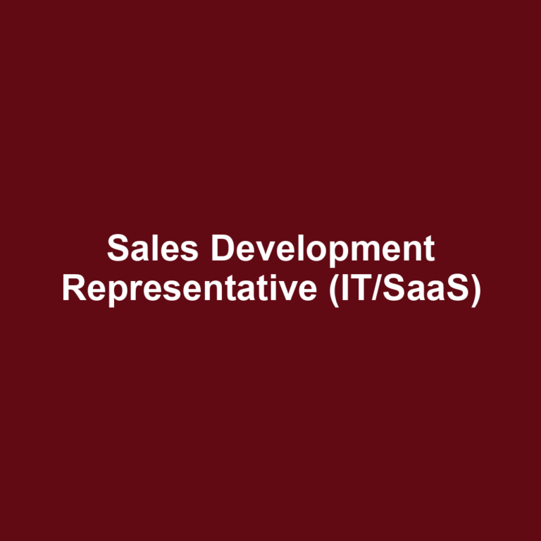 Sales Development Representative (IT/SaaS)