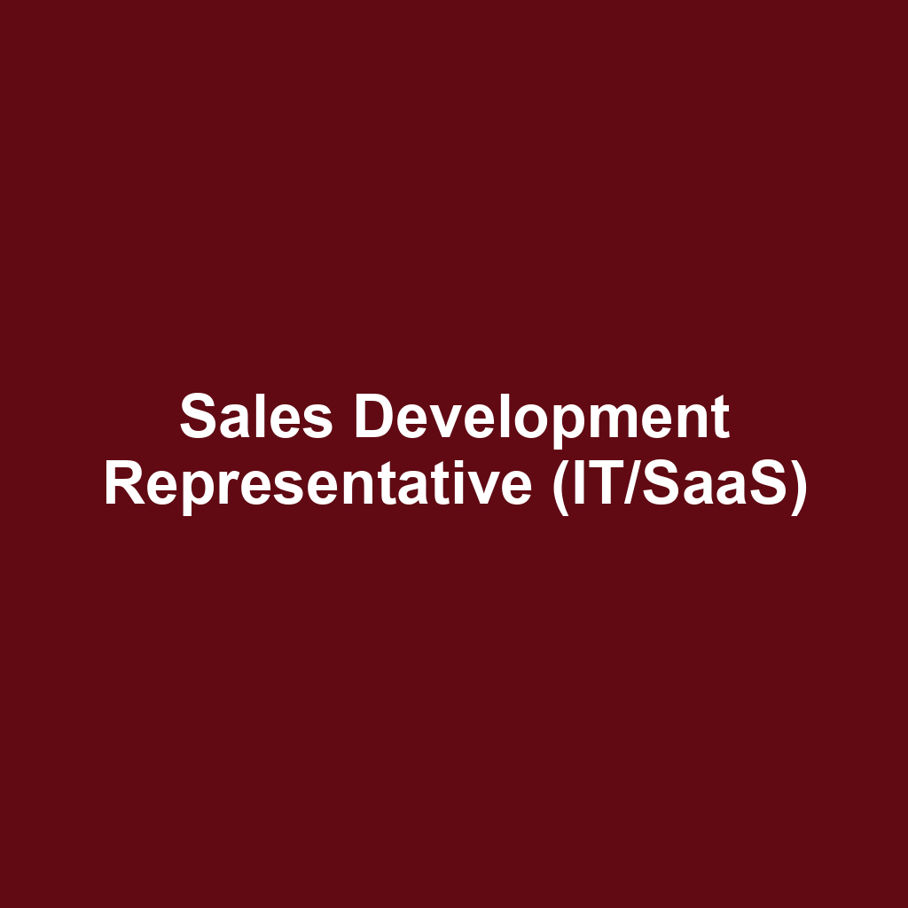 Sales Development Representative (IT/SaaS)