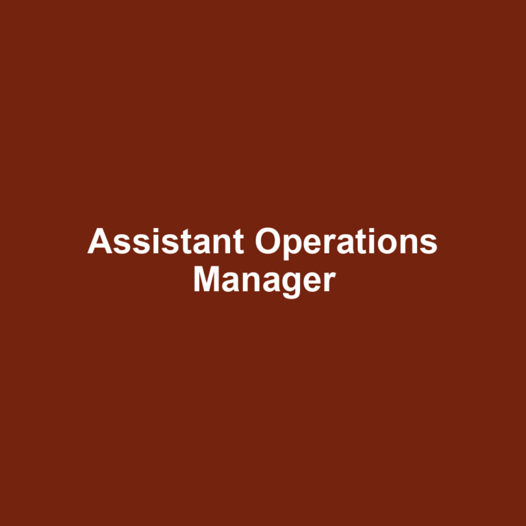 Assistant Operations Manager