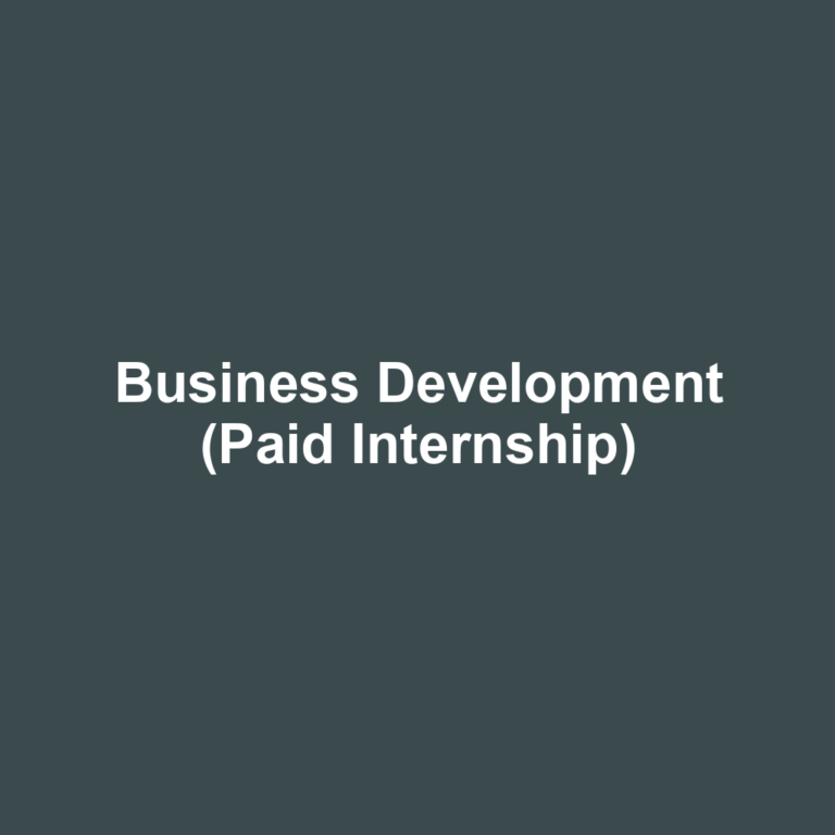 Business Development (Paid Internship)