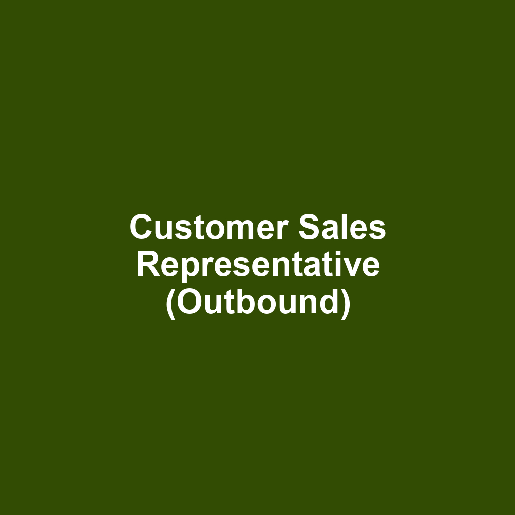 Customer Sales Representative (Outbound)