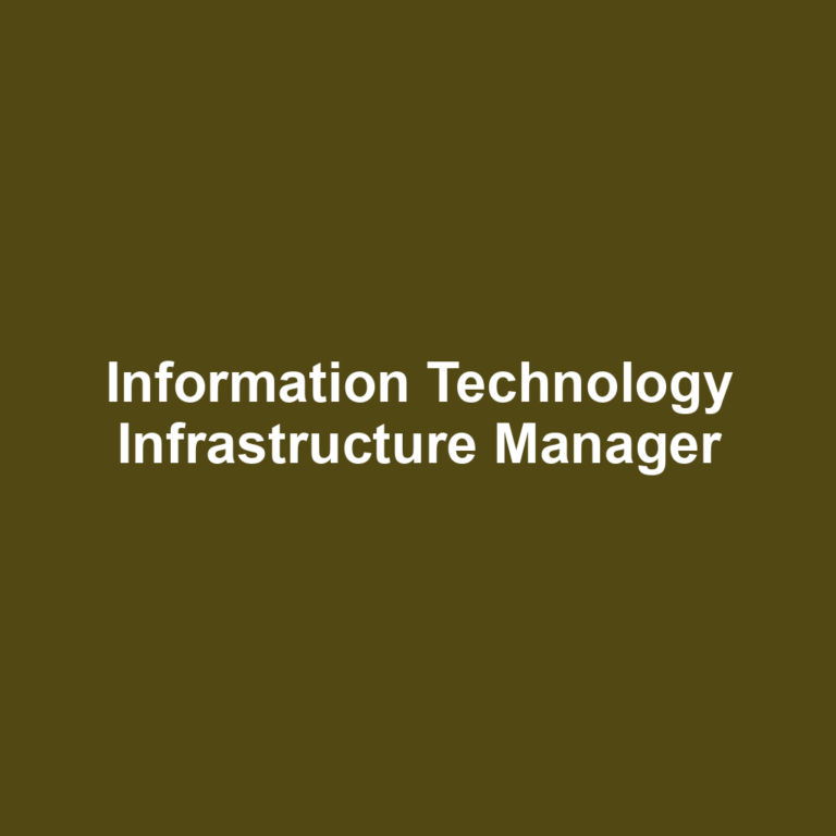 Information Technology Infrastructure Manager