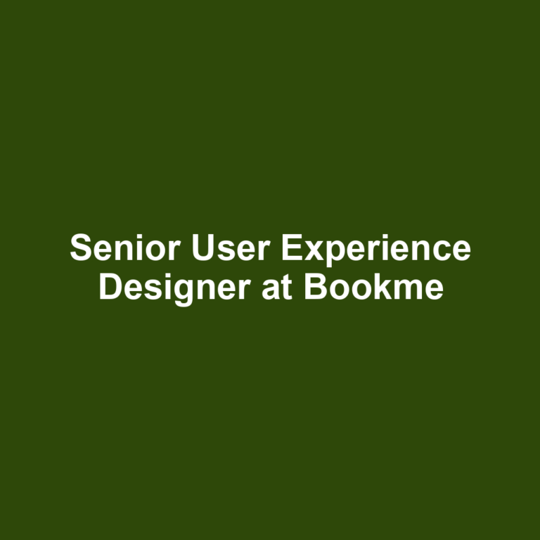 Senior User Experience Designer at Bookme