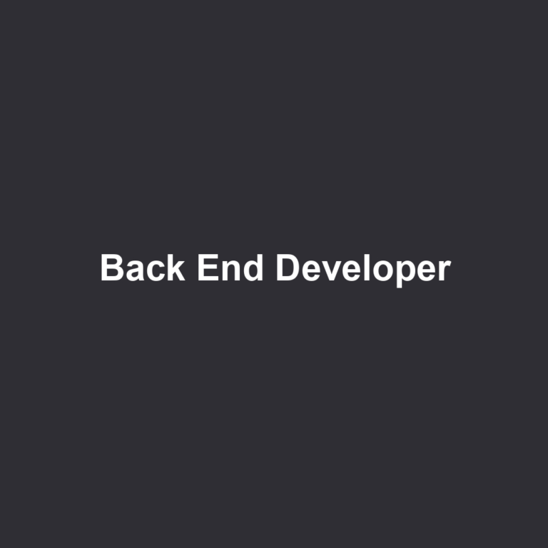 Back End Developer