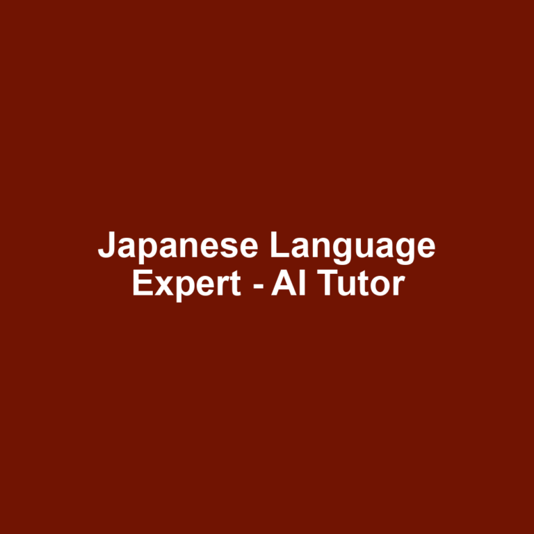 Japanese Language Expert - AI Tutor