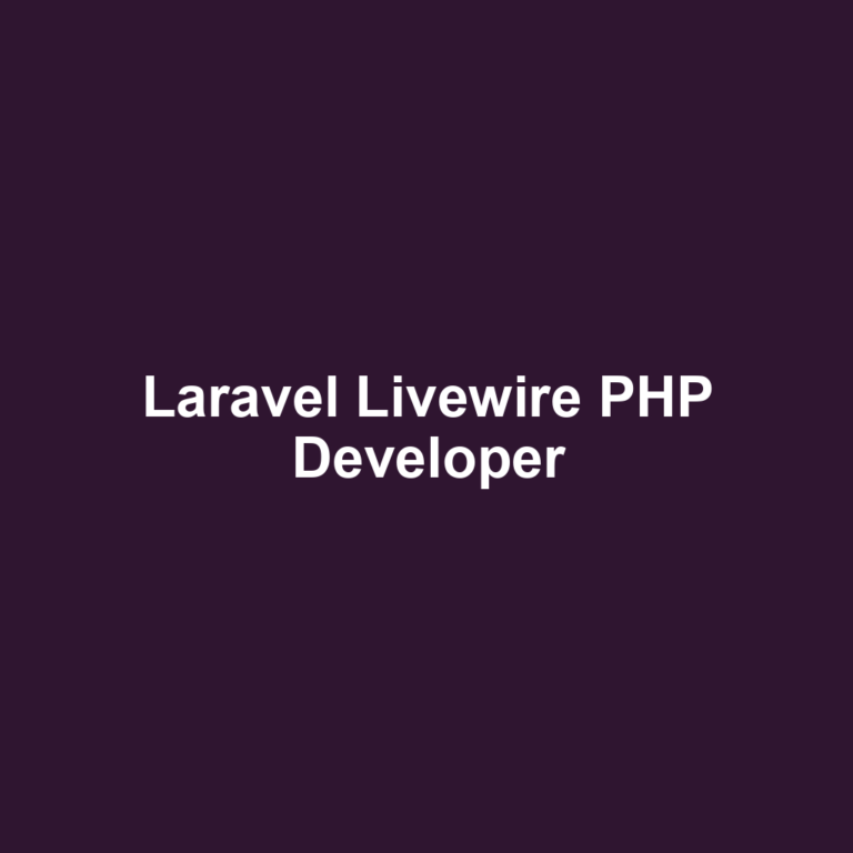 Laravel Livewire PHP Developer