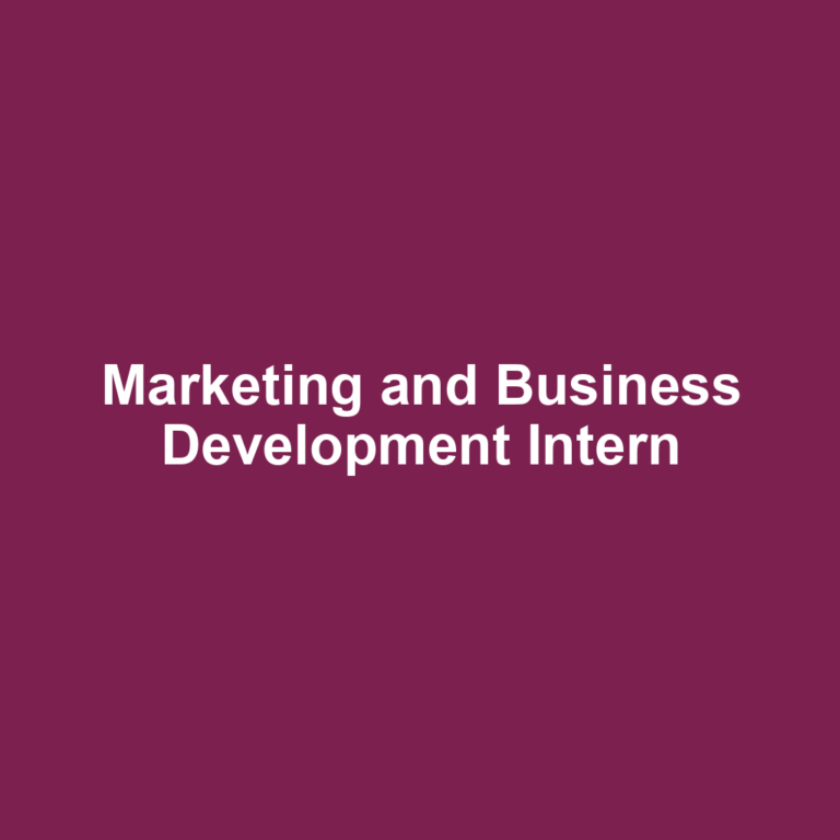 Marketing and Business Development Intern