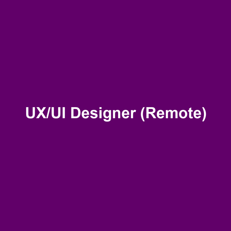 UX/UI Designer (Remote)