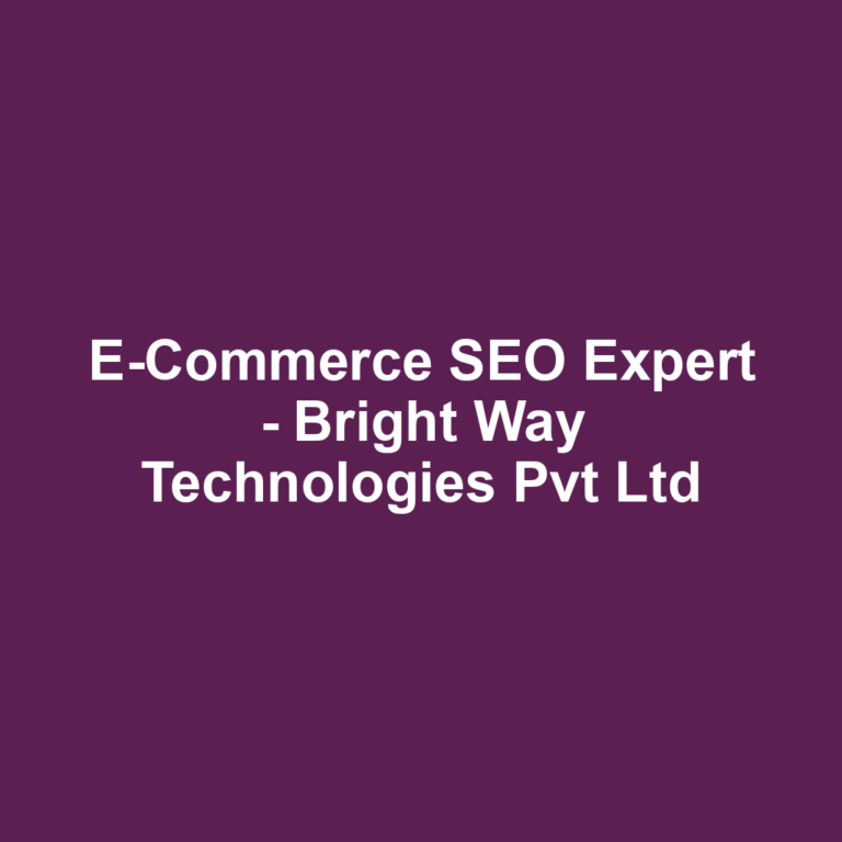 E-Commerce SEO Expert - Bright Way Technologies Pvt Ltd