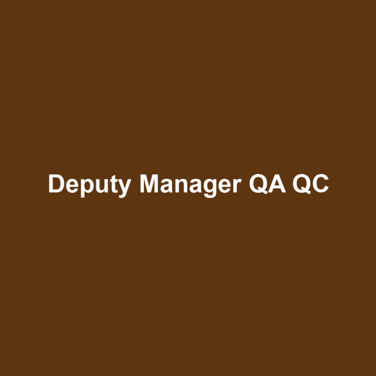 Deputy Manager QA QC