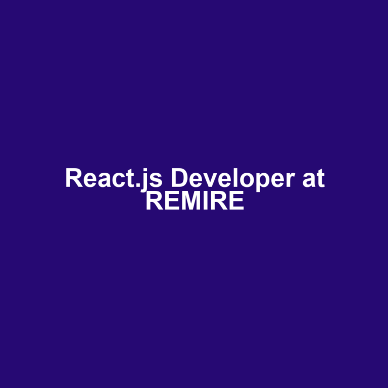 React.js Developer at REMIRE