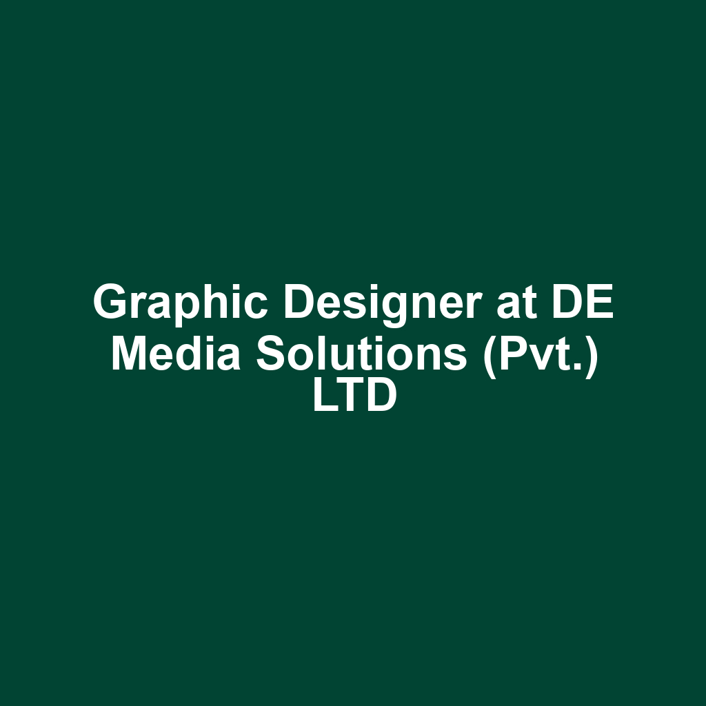 Graphic Designer at DE Media Solutions (Pvt.) LTD