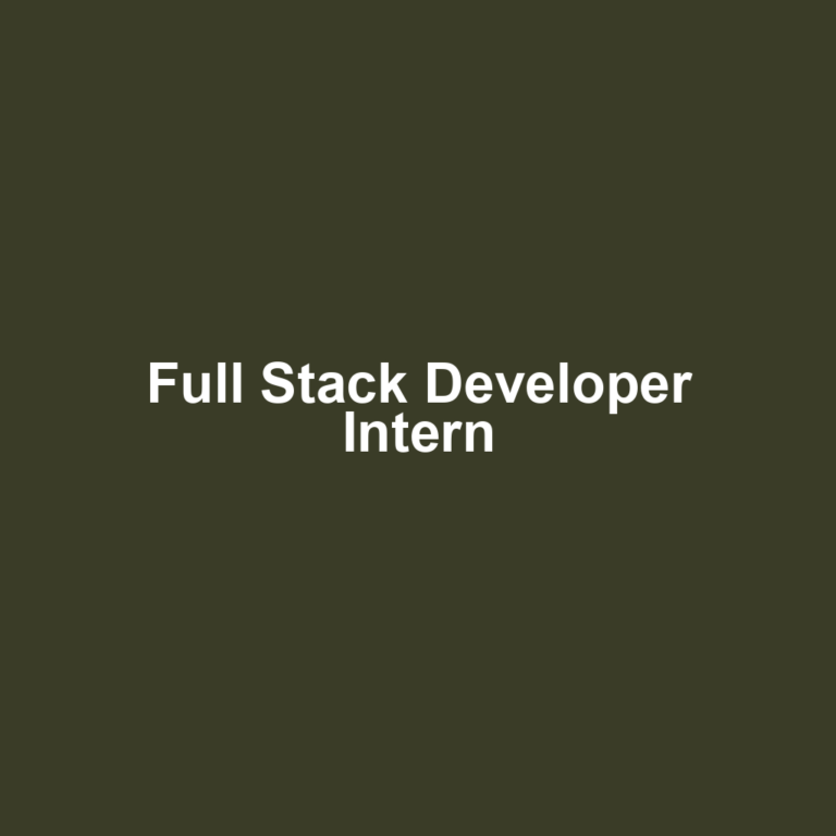 Full Stack Developer Intern