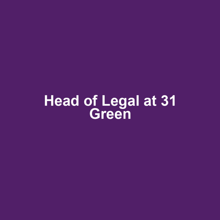 Head of Legal at 31 Green