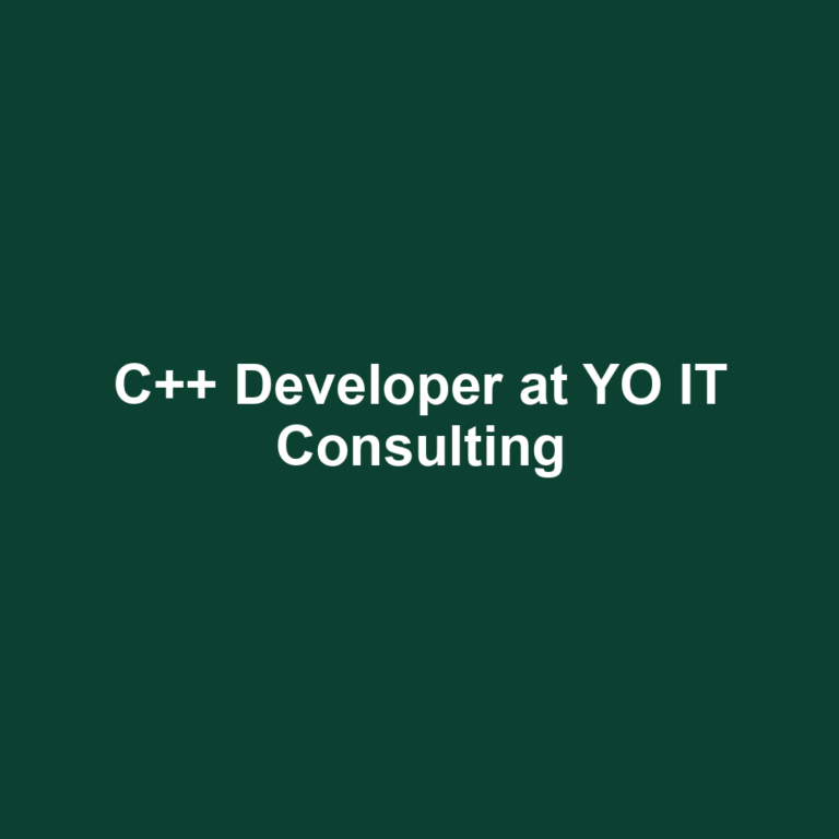 C++ Developer at YO IT Consulting