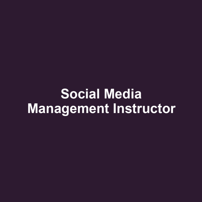 Social Media Management Instructor