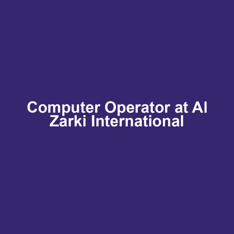 Computer Operator at Al Zarki International