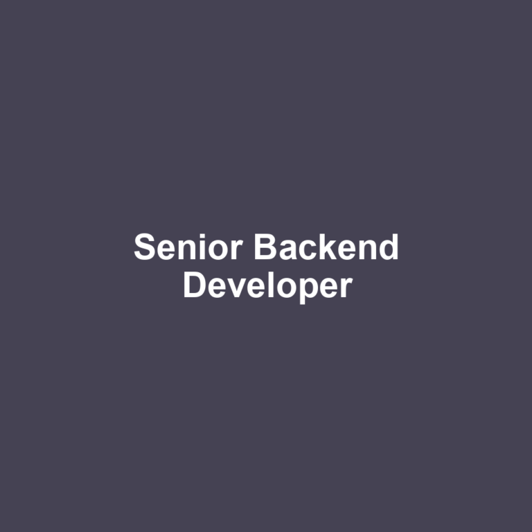 Senior Backend Developer