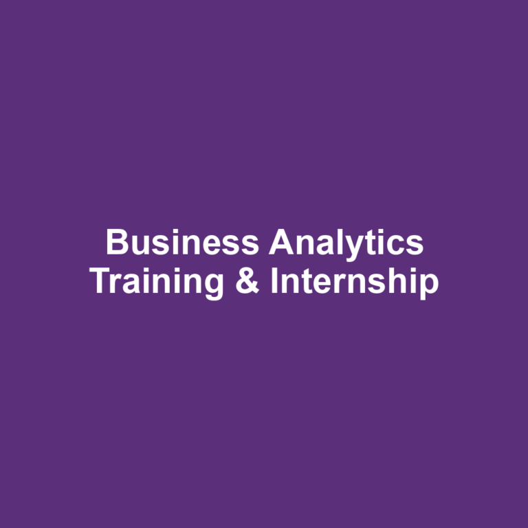 Business Analytics Training & Internship