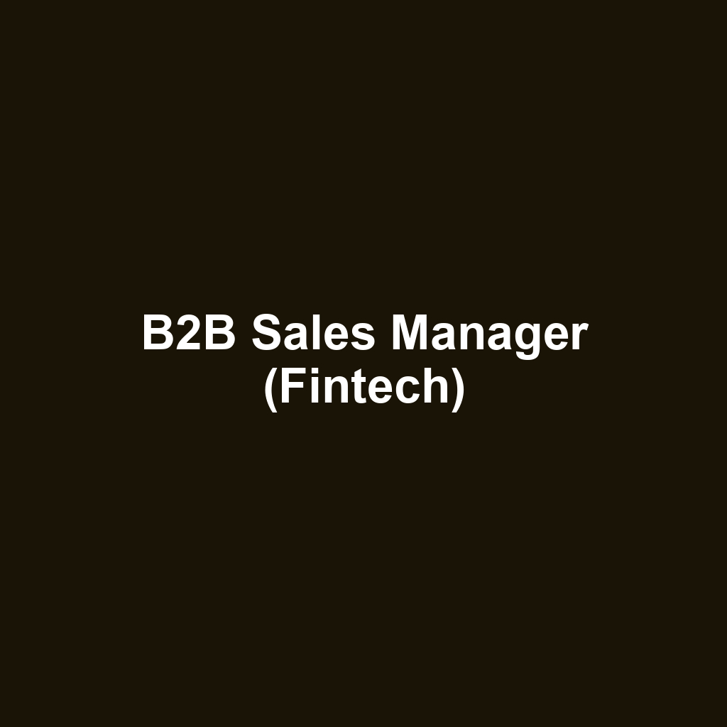 B2B Sales Manager (Fintech)