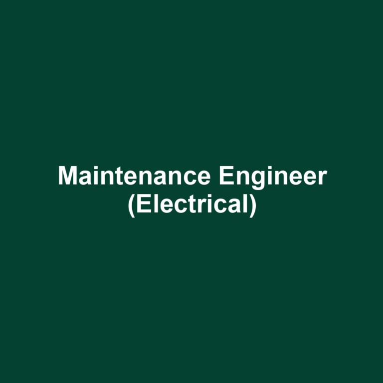 Maintenance Engineer (Electrical)