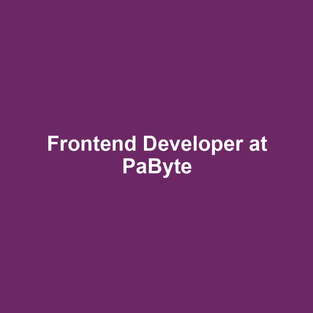 Frontend Developer at PaByte