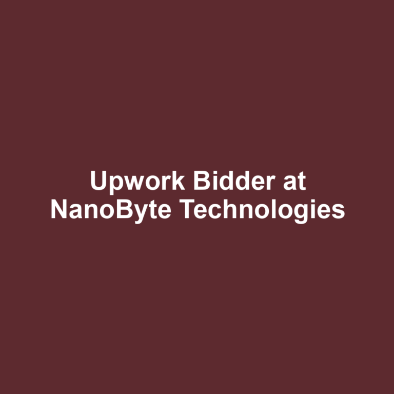 Upwork Bidder at NanoByte Technologies