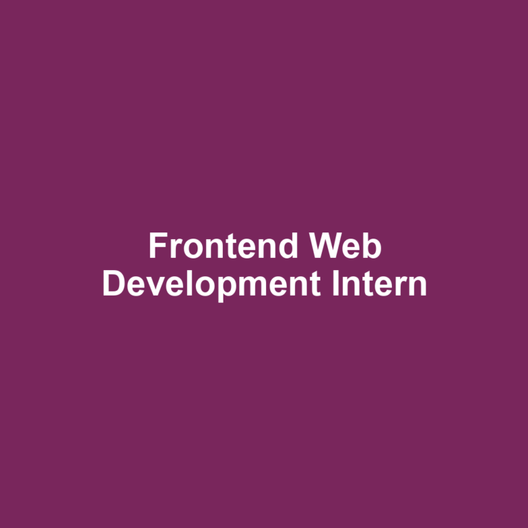 Frontend Web Development Intern