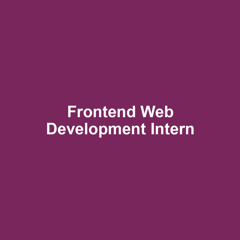 Frontend Web Development Intern