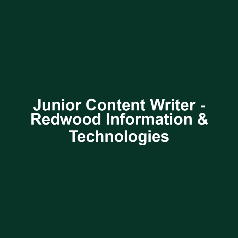 Junior Content Writer - Redwood Information & Technologies