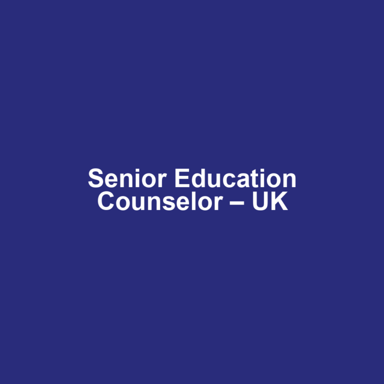 Senior Education Counselor – UK