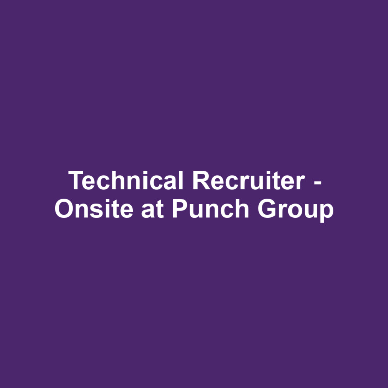 Technical Recruiter - Onsite at Punch Group