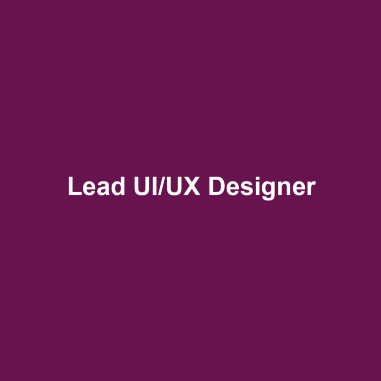 Lead UI/UX Designer