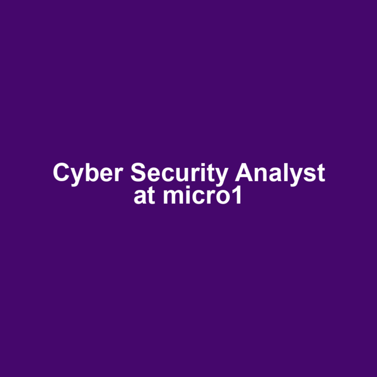 Cyber Security Analyst at micro1