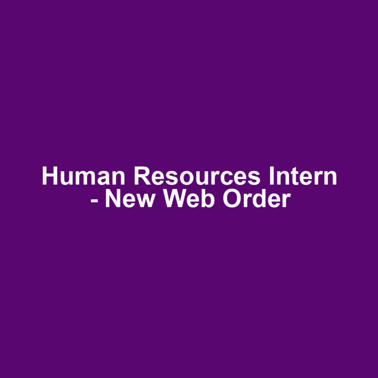 Human Resources Intern - New Web Order