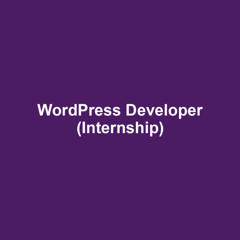 WordPress Developer (Internship)