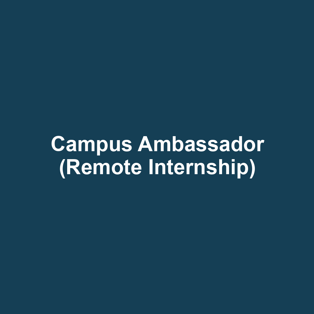 Campus Ambassador (Remote Internship)