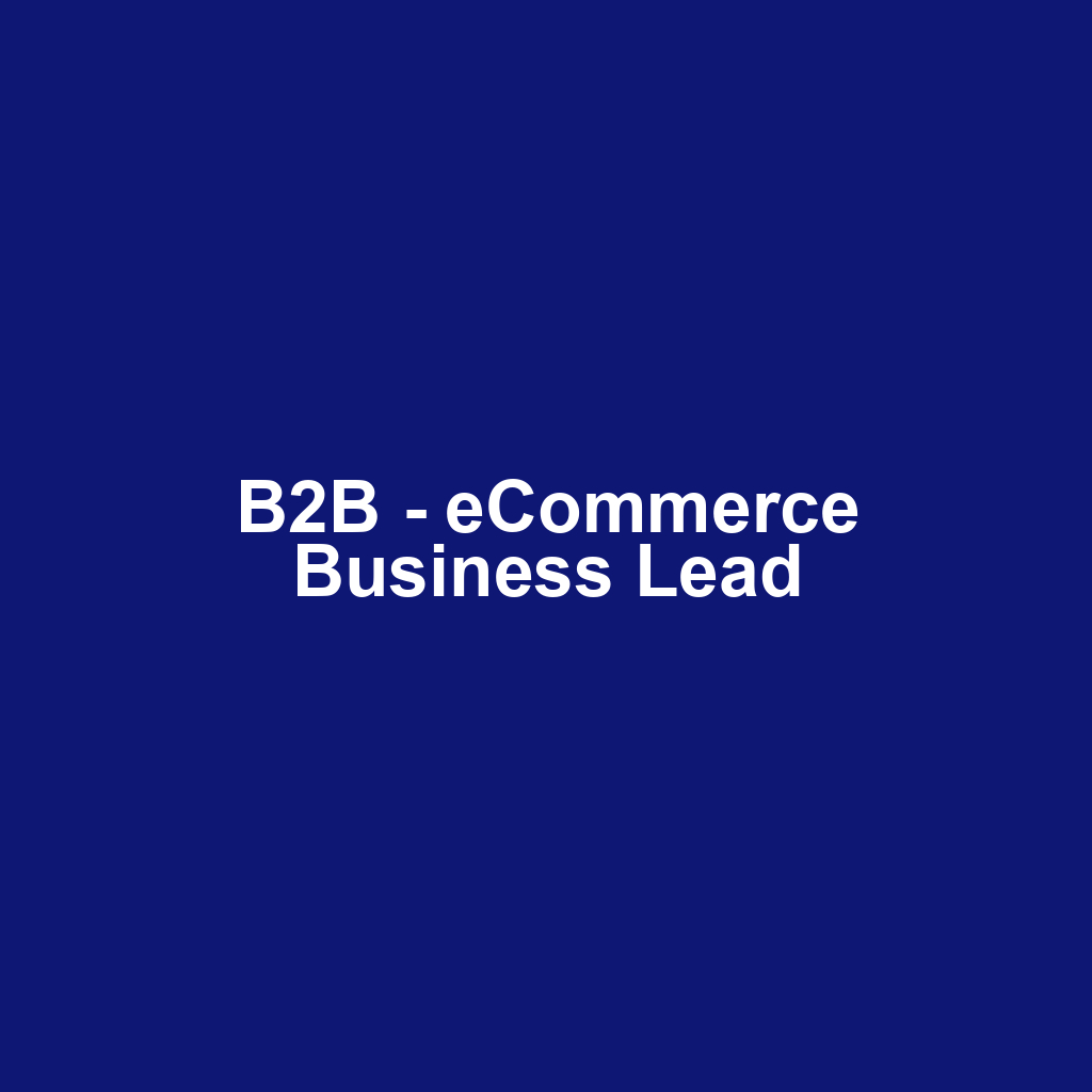 B2B - eCommerce Business Lead