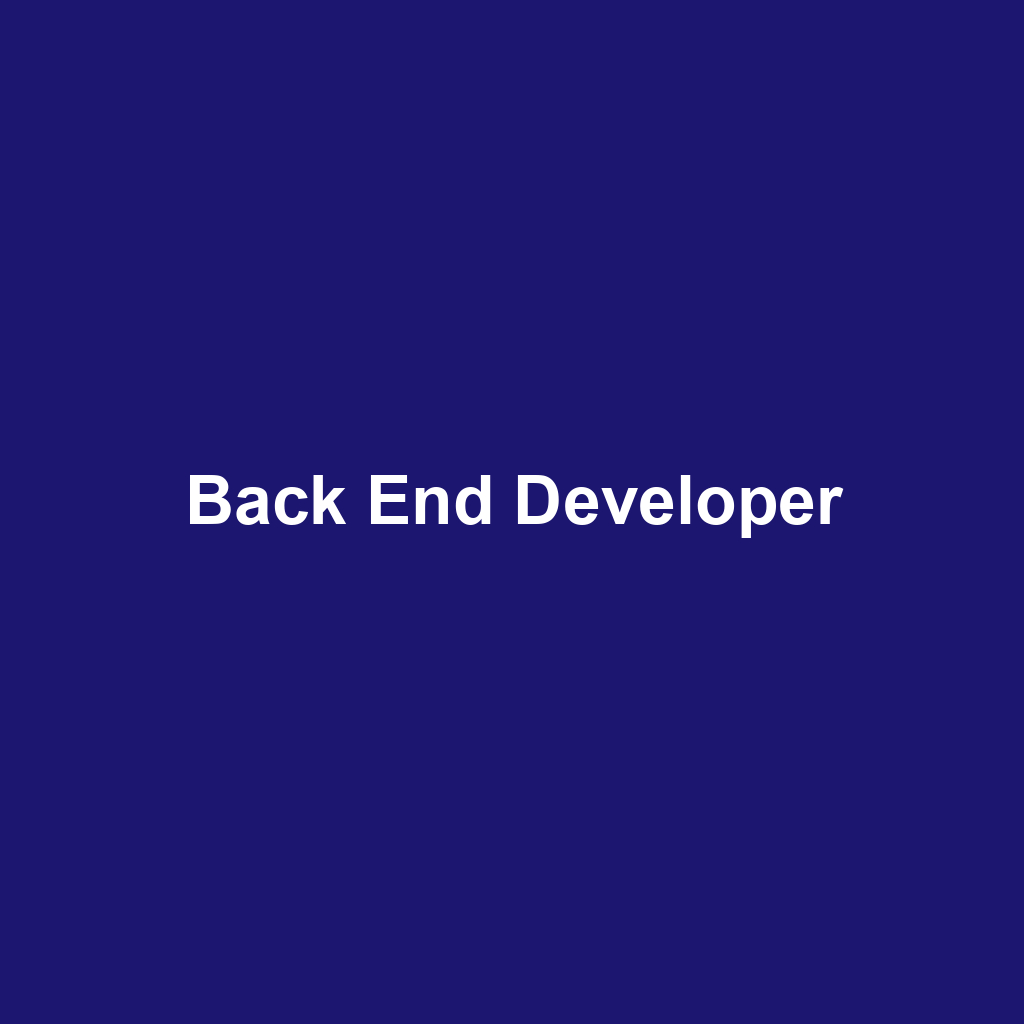 Back End Developer