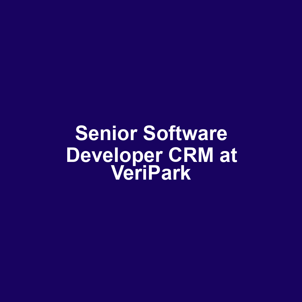 Senior Software Developer CRM at VeriPark