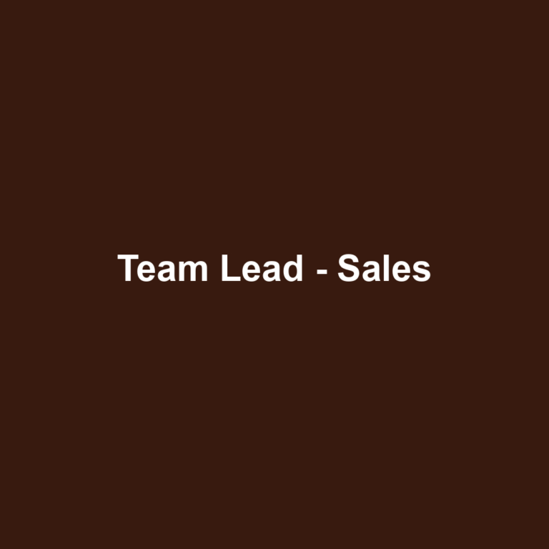 Team Lead - Sales