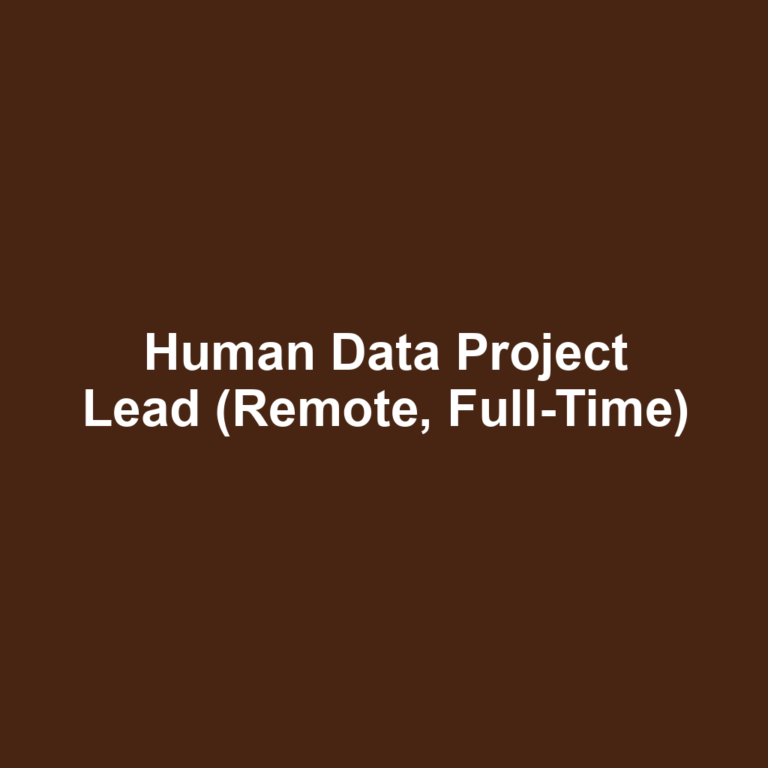 Human Data Project Lead (Remote, Full-Time)