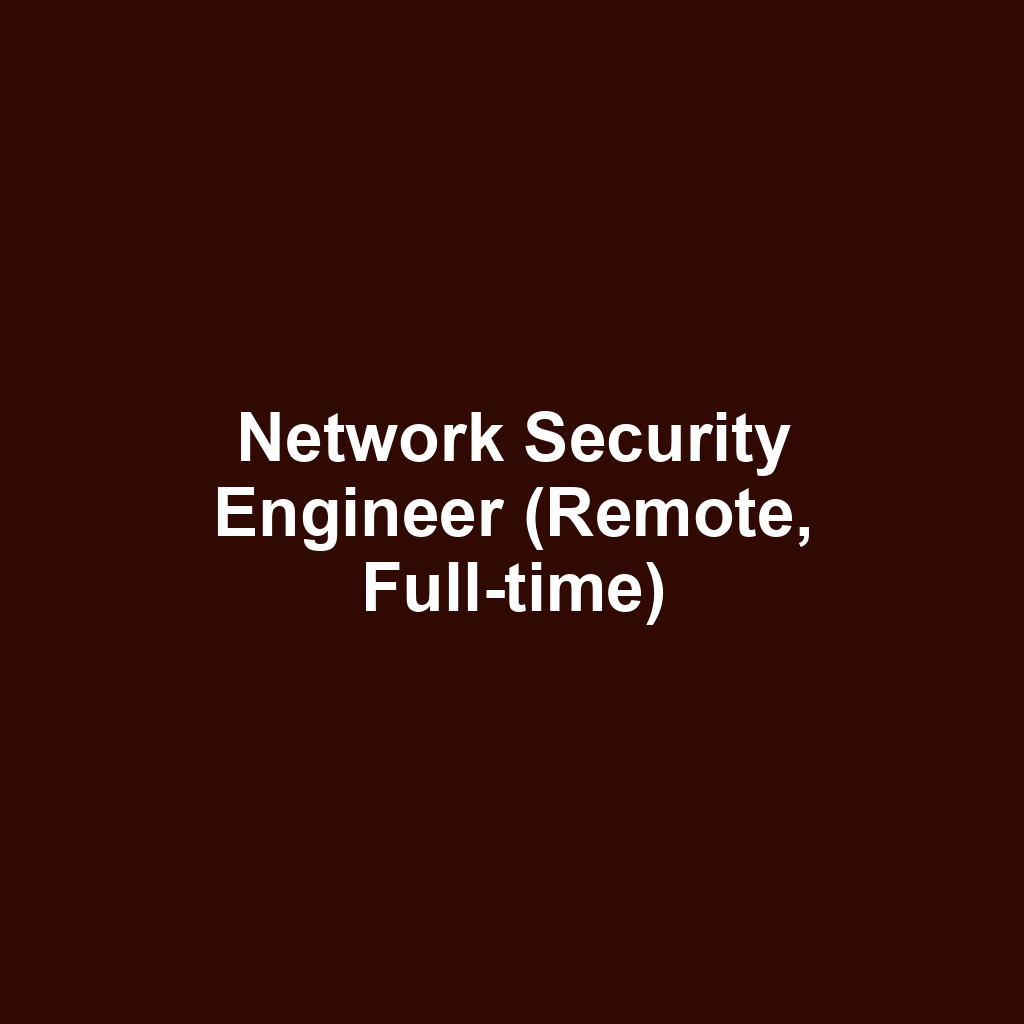 Network Security Engineer (Remote, Full-time)