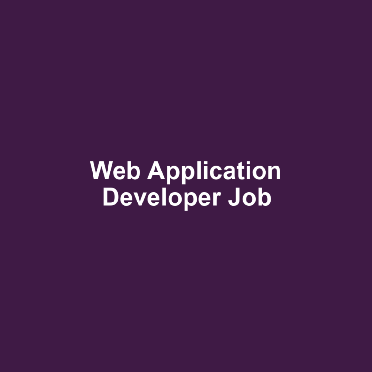 Web Application Developer Job