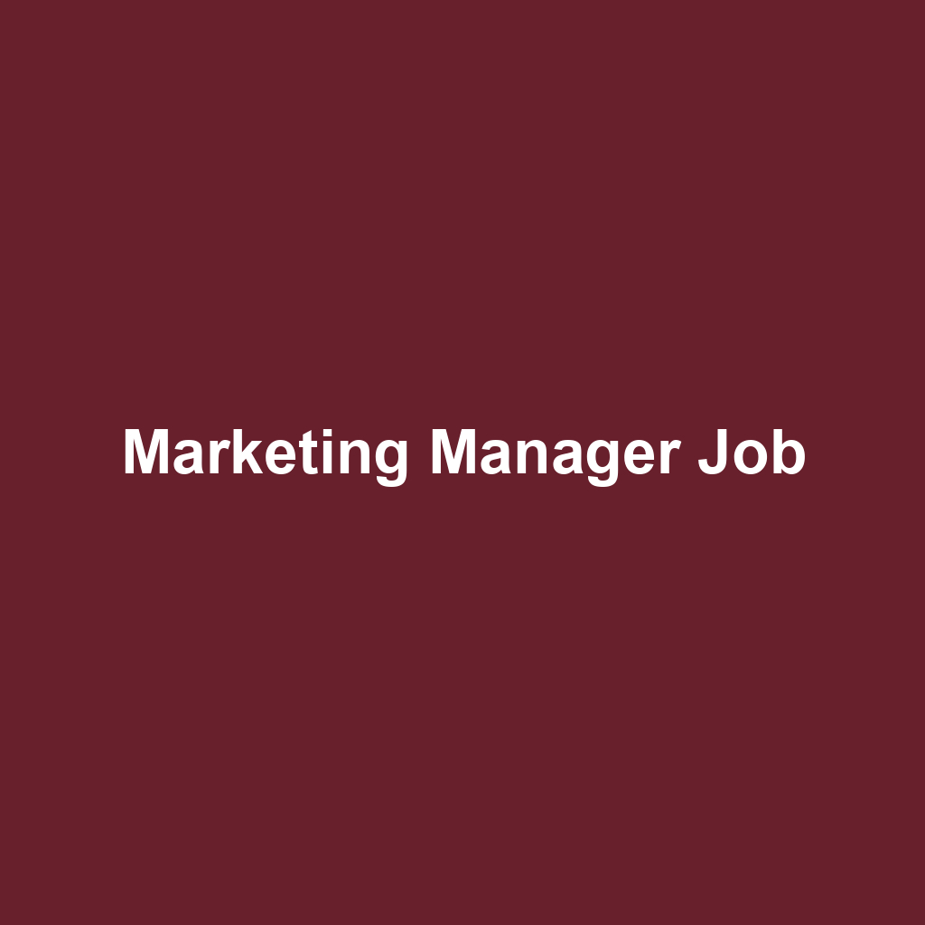 Marketing Manager Job