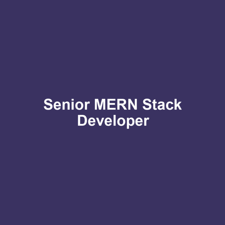 Senior MERN Stack Developer