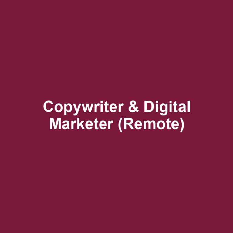 Copywriter & Digital Marketer (Remote)