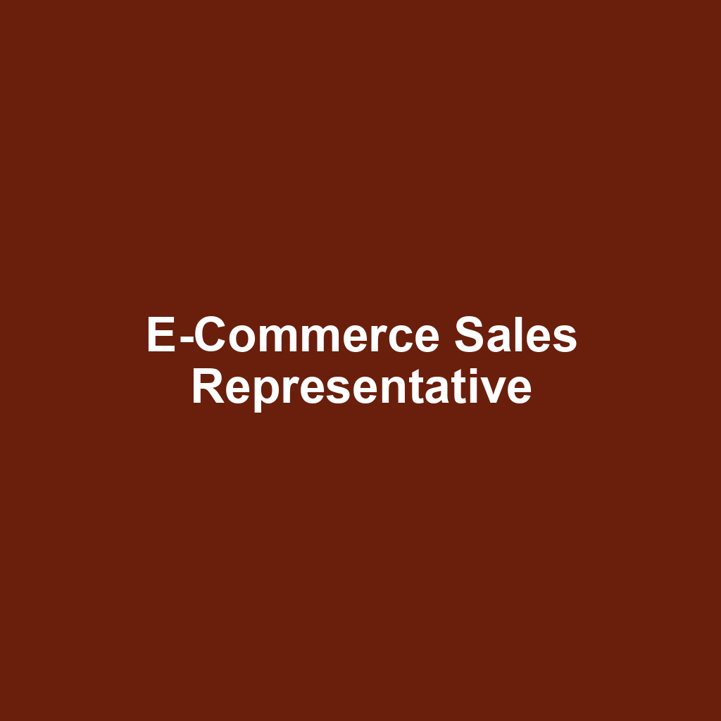 E-Commerce Sales Representative