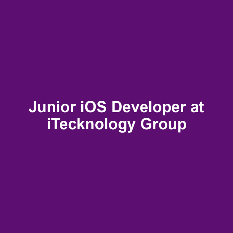 Junior iOS Developer at iTecknology Group