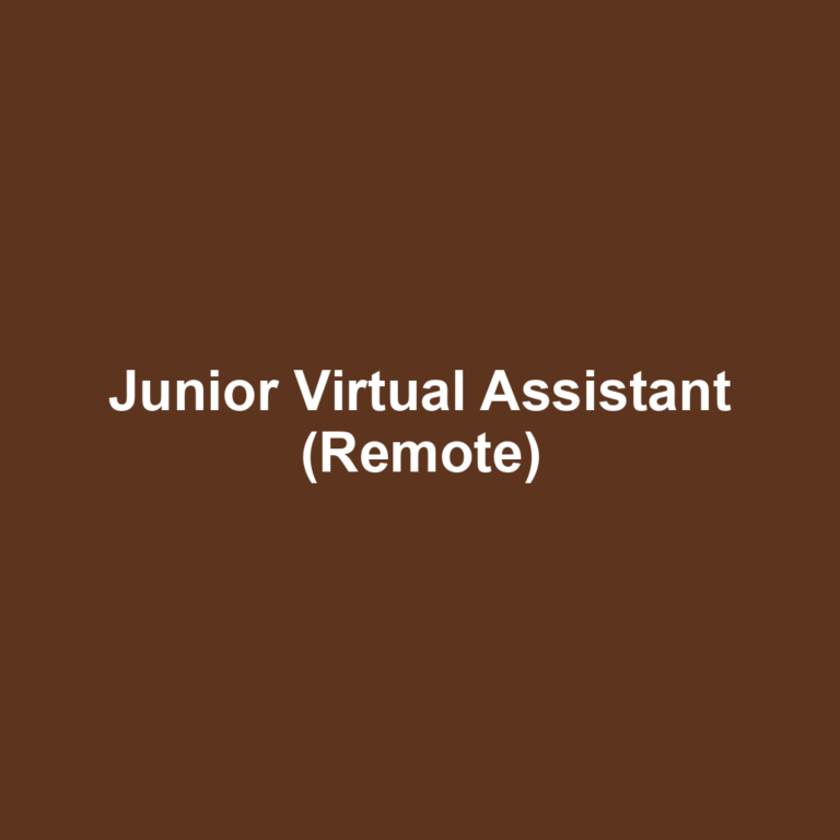 Junior Virtual Assistant (Remote)